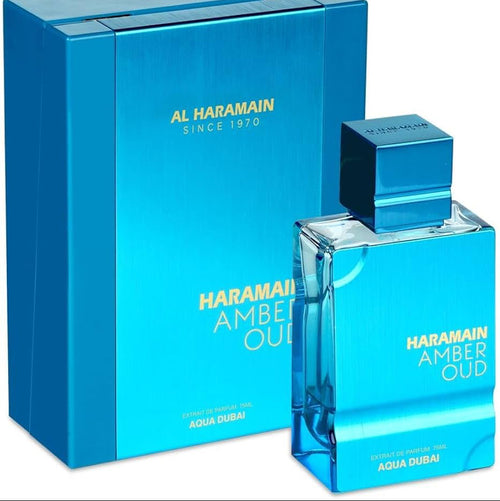 Al Haramain Amber Oud perfume bottle and packaging on a white background