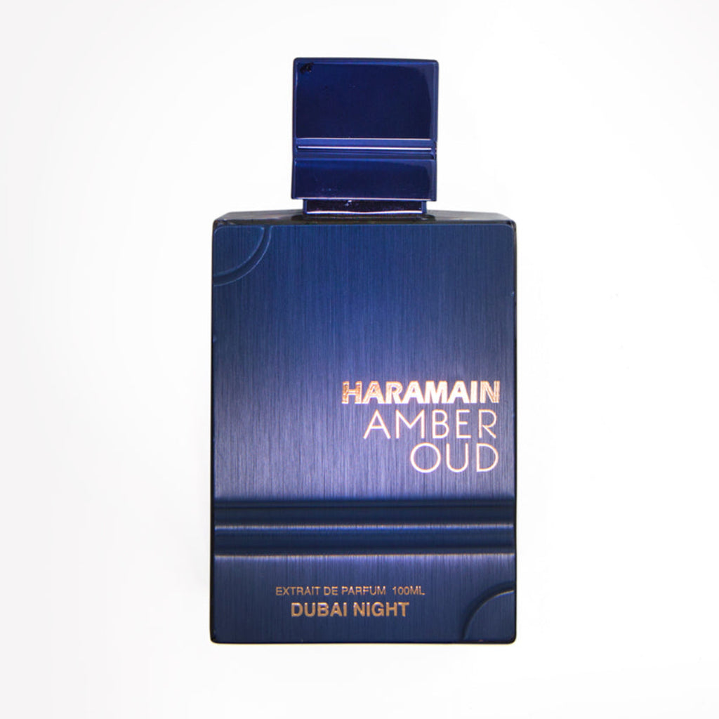 Haramain Amber Oud perfume bottle on a white background