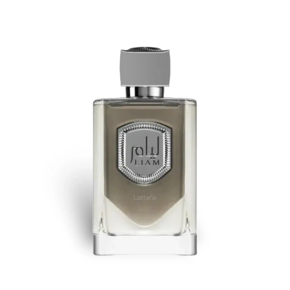 Perfume bottle with 'Liam' branding on a white background
