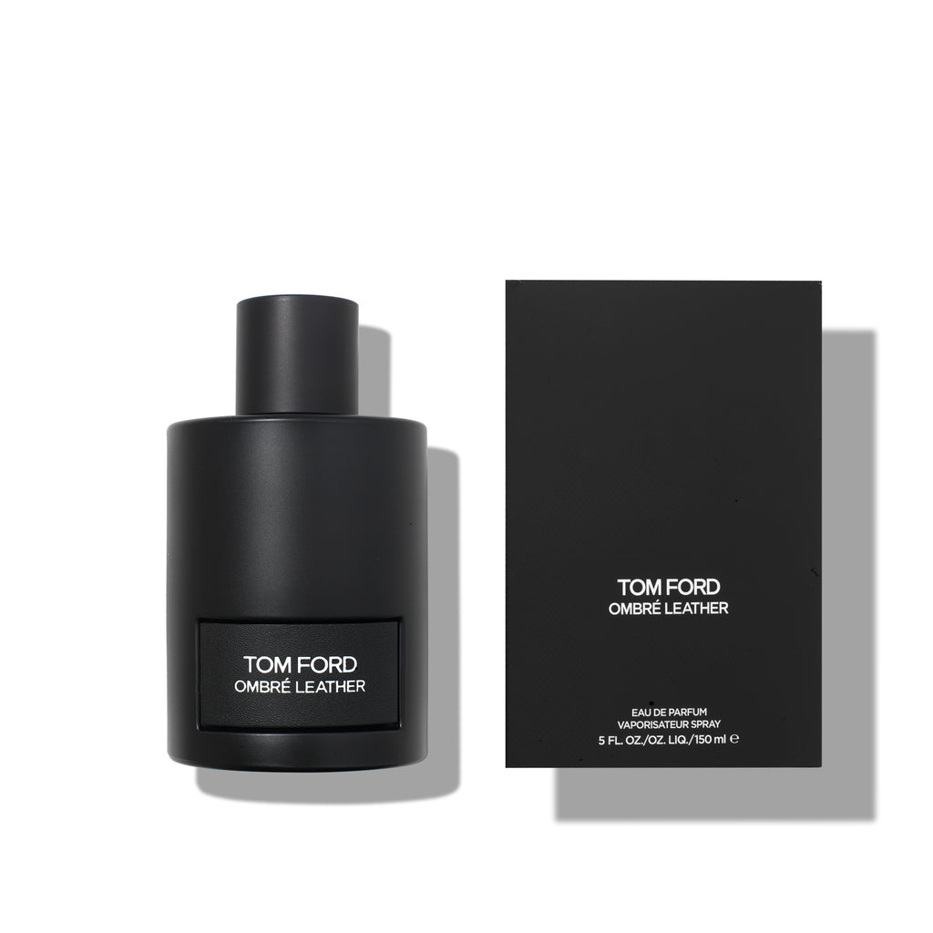Tom Ford Ombre Leather perfume bottle and packaging on a white background