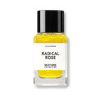 Perfume bottle labeled 'Radical Rose' by Matiere Premiere on a blank white background