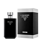 Prada L'Homme Intense perfume bottle and packaging on a white background
